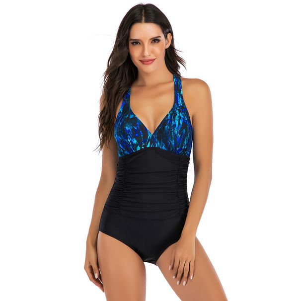 2023 Swimsuit Women, Half-Print Sexy Conservative One-Piece Swimwear For Women_desvips.com