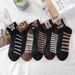 Stockings Short Versatile Breathable Spring Summer Cotton Sole Socks Durable Transparent Crystal Thin Cute Striped Bear_desvips.com