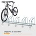 Rastrelliera Portabiciclette Parcheggio Per 5 Biciclette In Acciaio, 145×33×27 Cm, Argento_desvips.com