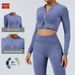 Women's High-Waisted Seamless Fitness Suit Sand Washed Sportswear Yoga Outerwear European American Style_desvips.com