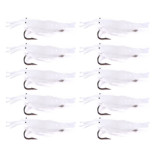 10Pcs/Lot 4cm 1.5g Soft Plastic Shrimp Lures Artificial Silicone Fishing Bait Trout Bass Bait Fishy Smell Single Hook Tackle Jig_desvips.com