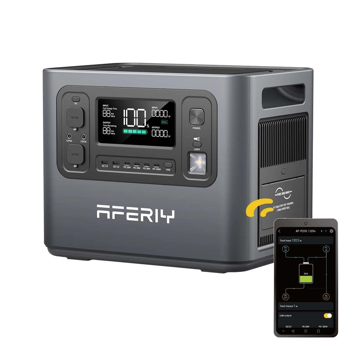 AFERIY AF-P210 2048Wh Capacity Grey Portable Power Station Battery Type LiFePO4_desvips.com