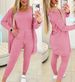 Women's fashion solid color vest + elastic waist trousers set (3-piece set)_desvips.com