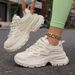 2024 Autumn New Dad Korean Edition Round Head Thick Bottom Increased Casual Lace Sports Women's Shoes Trendy_desvips.com