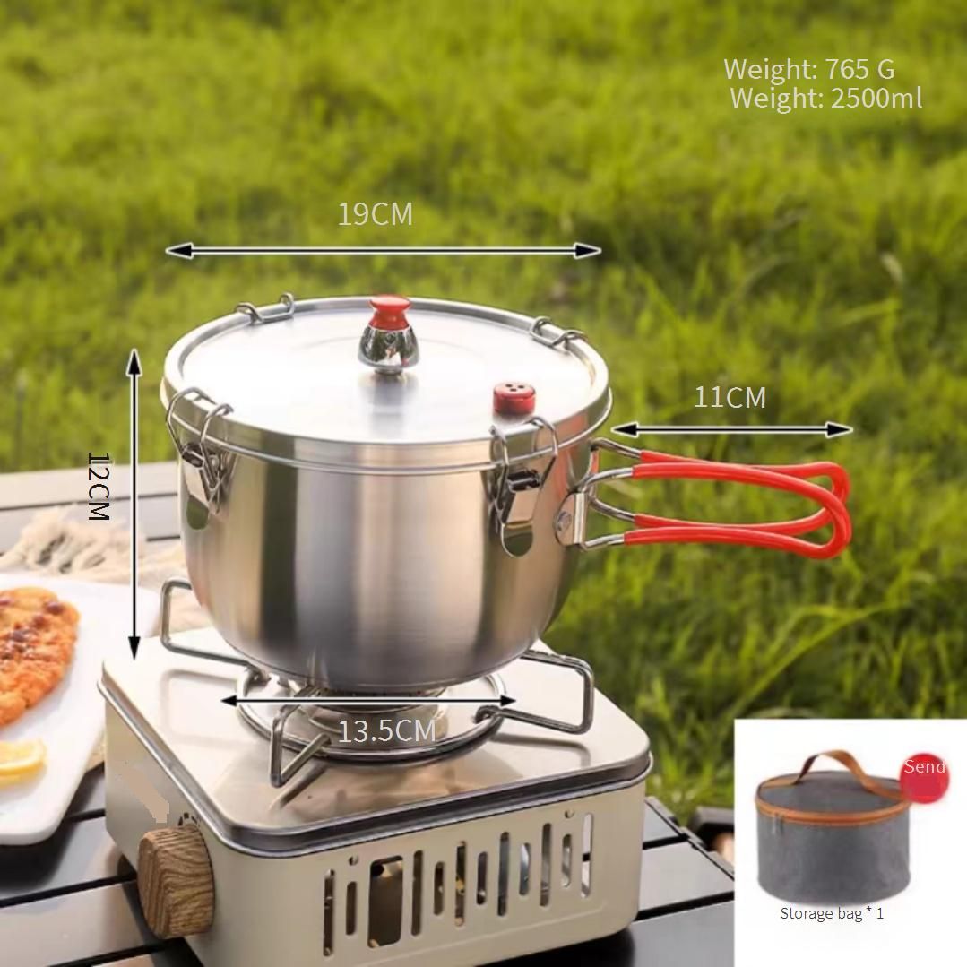304 Stainless Steel Camping Pressure Cooker Portable Pot For High Altitude Cooking Lightweight Durable Perfect For Backpacking Hiking Outdoor_desvips.com