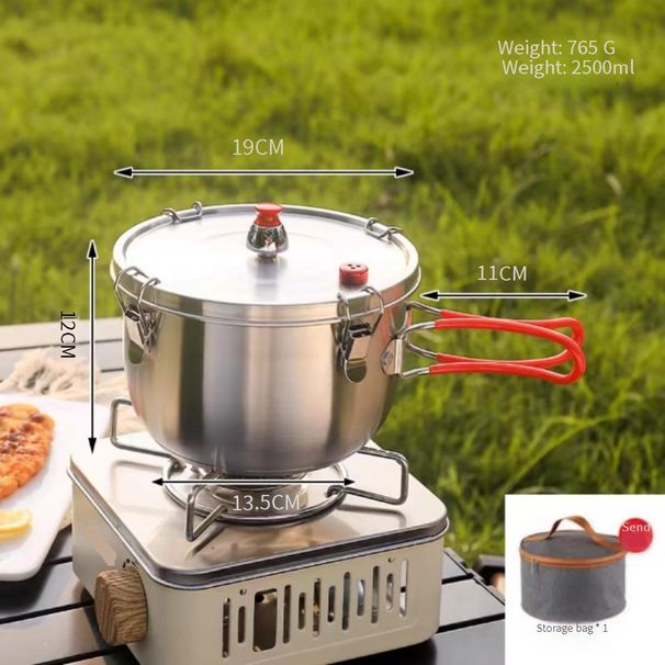 304 Stainless Steel Camping Pressure Cooker Portable Pot For High Altitude Cooking Lightweight Durable Perfect For Backpacking Hiking Outdoor_desvips.com