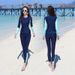 Women's Swimwear Two-Piece Conservative Sleeve Long Pants Sun Protection Professional Snorkeling Student Slimming Diving_desvips.com