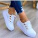 Thick Sole Mesh Breathable Casual Single Lace Up Round Head Solid Color Sports Women's Shoe_desvips.com