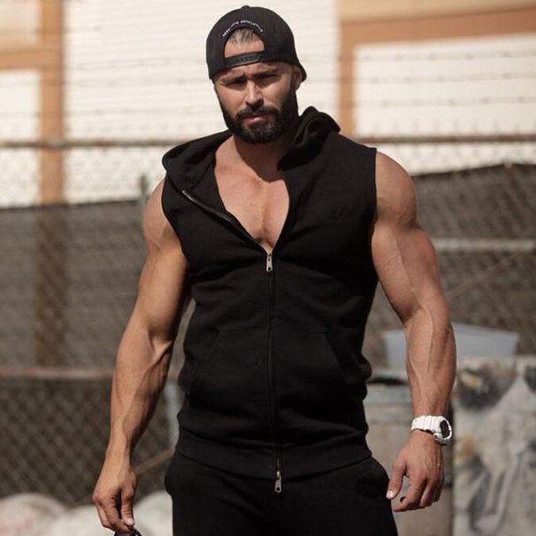 Foreign Trade Hot Sale Lace-up Hooded Zipper Sweatshirt Sleeveless Fashion Sports Jacket Men's Wholesale_desvips.com