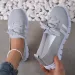 Mesh Knitted Striped Flats Shoes For Women 2024 Summer Lace Up Casual Sneakers Woman Breathable Soft Sole Loafers Plus_desvips.com