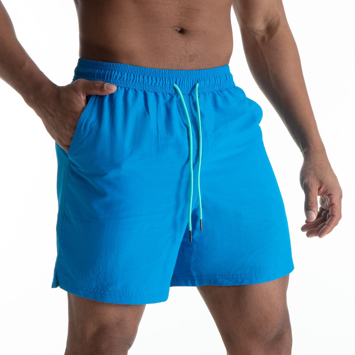 Men's European Style Board Shorts - Water-Resistant & Lined For Beach & Swim (Gusseted Crotch Wide Fit Quick-Dry Black/Blue S-XXL)_desvips.com
