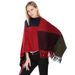 Large Checkered Color-blocked Knitted Warm Shawl European And American Autumn And Winter New Imitation Cashmere Tassel Pullover Cape_desvips.com