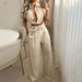 Women's fashion solid color lapel sexy sleeveless top casual pants suit_desvips.com
