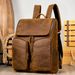 Suitable For All Seasons Genuine Leather Men's First Layer Cowhide Crazy Horse Backpack Large Capacity Travel Bag 8873_desvips.com
