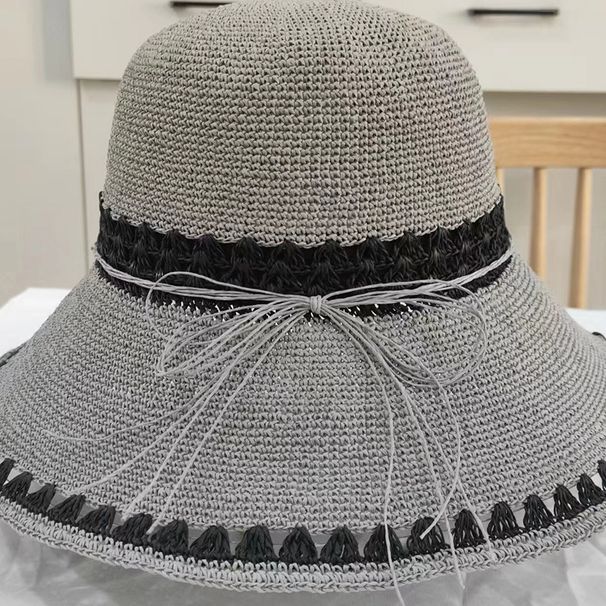 Extra Fine Straw For Women, Single Silk Handmade Protection Frayed Edge Crochet Hat, Outdoor Foldable Beach Sun Hat_desvips.com