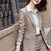 Women's Clothing High-end younger pink plaid small suit jacket long-sleeved suit_desvips.com