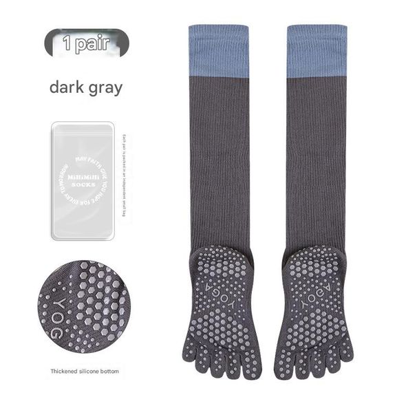Women's Five-Finger Yoga Pilates Grip Socks - Mid-Calf Non-Slip Athletic Socks For Fitness & Barre_desvips.com