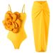 New One-piece Fashion Sexy Swimsuit For Women Skinny Big Flower Swimsuit Set Nylon Skirt_desvips.com