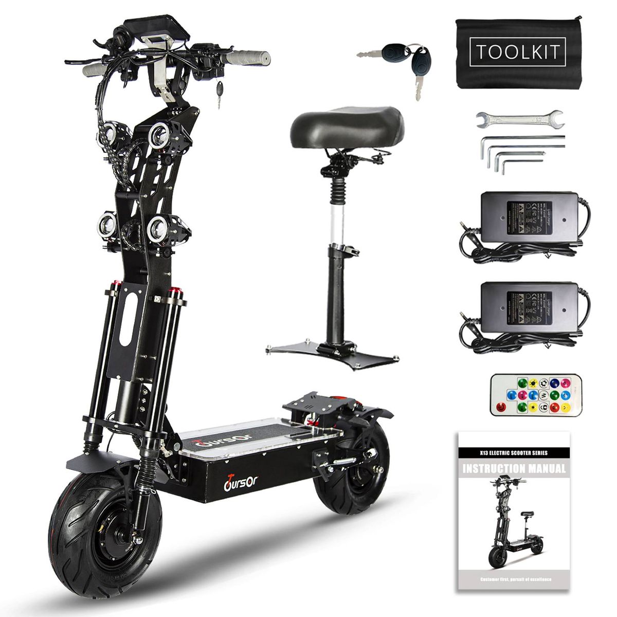 X13 72V 8000W Dual Motor Off-Road Adult Electric Escooter 13Inch Vacuum All-terriain Tires 40Ah Lithium Battery Foldable Two Wheel Electric Scooter_desvips.com