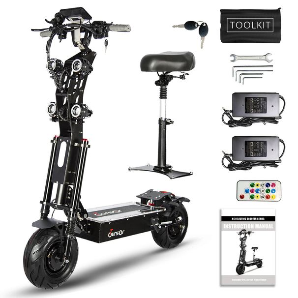 X13 72V 8000W Dual Motor Off-Road Adult Electric Escooter 13Inch Vacuum All-terriain Tires 40Ah Lithium Battery Foldable Two Wheel Electric Scooter_desvips.com