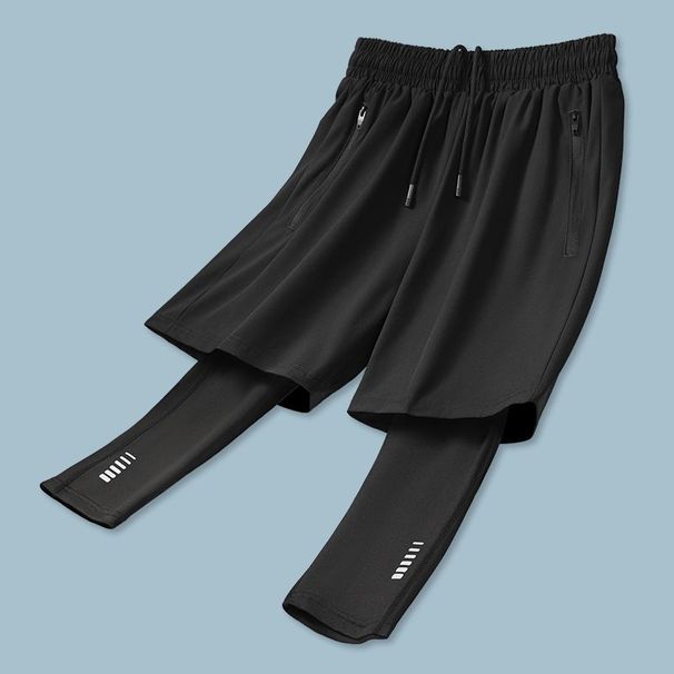 Two-Piece Basketball For Men, Ice Silk Sun Protection Summer Sports Shorts Set, Quick-Dry Training Fitness Tight_desvips.com