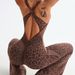 Women's Leopard Print Crossover Back Flared Onesie Yoga Suit European American Style Fitness Sports Casual Outerwear_desvips.com