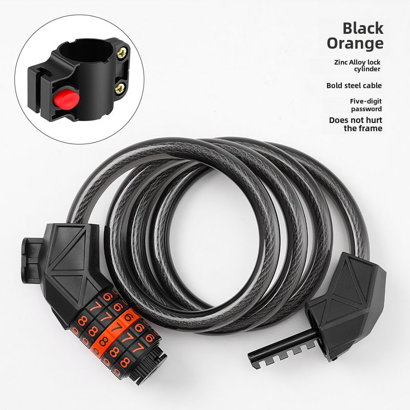 Bicycle Anti-theft Combination Lock Five-digit Bicycle Lock Portable Bold And Longed Steel Cable With Bracket Car Lock_desvips.com