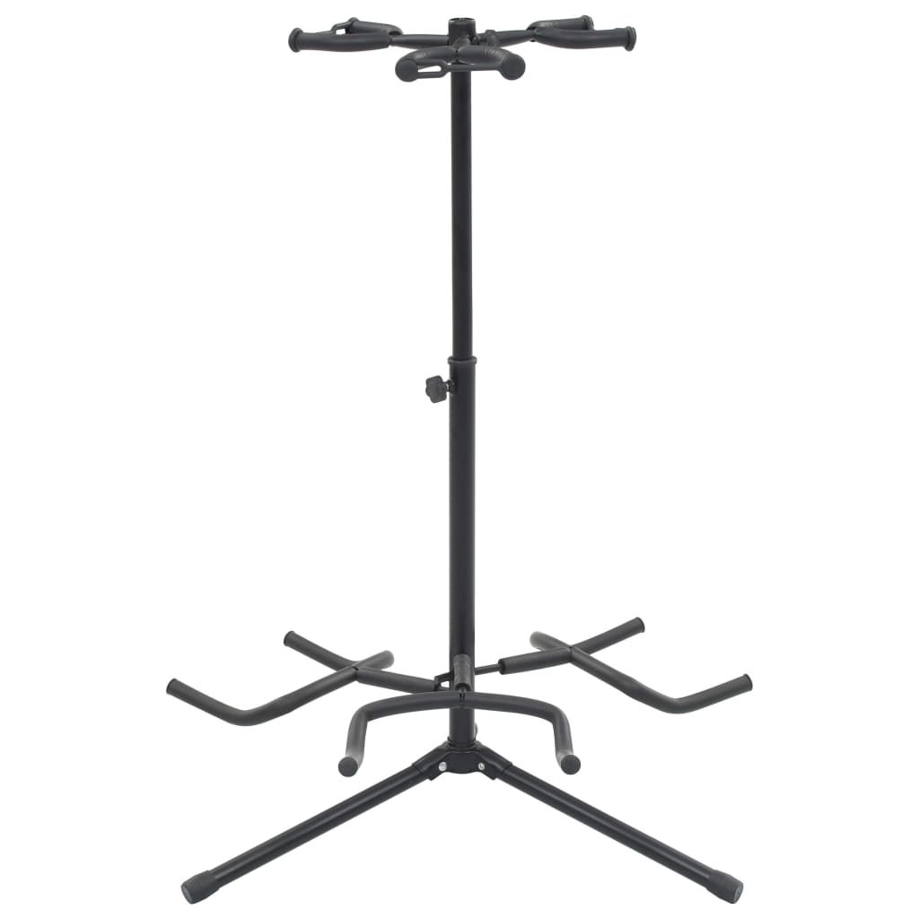 Sturdy Tripod Guitar Stand - Heavy-Duty Steel Construction With Adjustable Height - Protects & Displays Up To 3 Guitors - Black_desvips.com