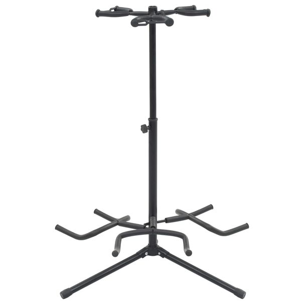 Sturdy Tripod Guitar Stand - Heavy-Duty Steel Construction With Adjustable Height - Protects & Displays Up To 3 Guitors - Black_desvips.com
