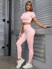 LazyZoom 7 Colors Seamless Outfit Short Sleeve Peach Hip Long Pants Sports Set Fitness Wear For Women Yoga Sets_desvips.com