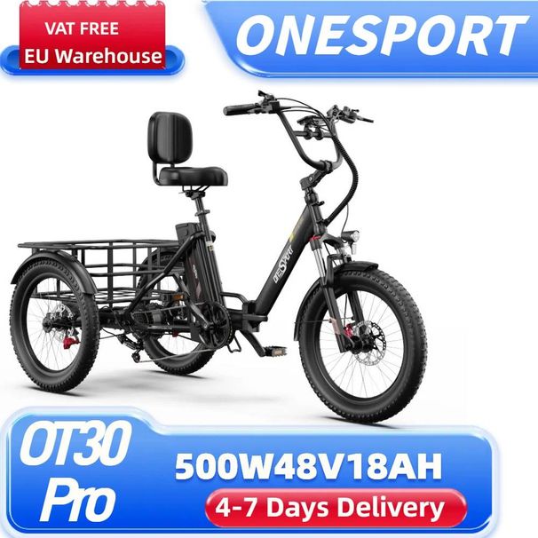ONESPORT OT30 PRO 20" 3-Wheel Folding E-Trike 500W Motor 48V 18Ah Battery_desvips.com