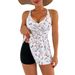 Two-piece Printed Skirt Cover For Slimming Backless Tankini Swimsuit For Women_desvips.com