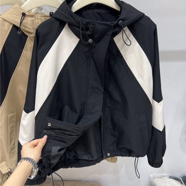 Free Shipping Autumn Fashion Color-blocked Hooded Jacket For Women, Stylish Design, Popular Workwear This Year_desvips.com