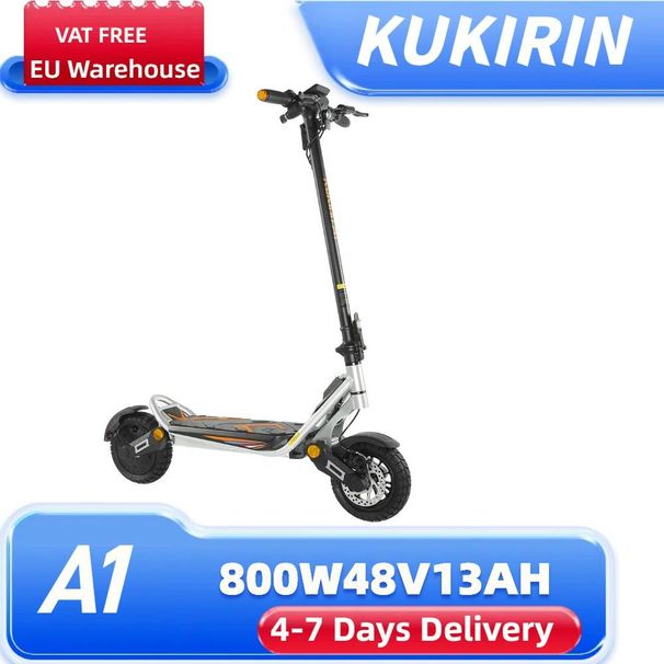 Kukirin A1 Folding Electric Scooter, 800W Motor, 48V 13Ah Battery, 10 Inch_desvips.com