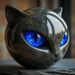 Black Cat Stone Figurine Resin Cat-Head Healing Stone Marble Texture Cat Stone Keepsake Gift Office Home Desktop Decoration_desvips.com