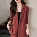 Women's Clothing Red simple fashion suit suit women's suit jacket high waist straight fashion_desvips.com
