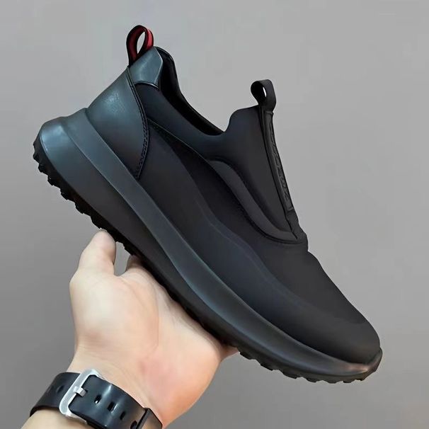 Men's Shoes Cross-border Pure Black Men's Sports Shoes Breathable Soft Sole Fashion Platform Casual Shoes Men's Running Shoes_desvips.com