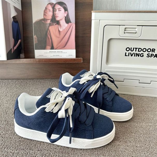 Shoelace Korean Retro Trend Comfortable Skateboard Shoes 2025 Niche New Spring Versatile Bread Couple Casual_desvips.com