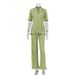 Women's Clothing Short-sleeved Shirt Elegant Pleated High Waist Wide-leg Pants Set_desvips.com