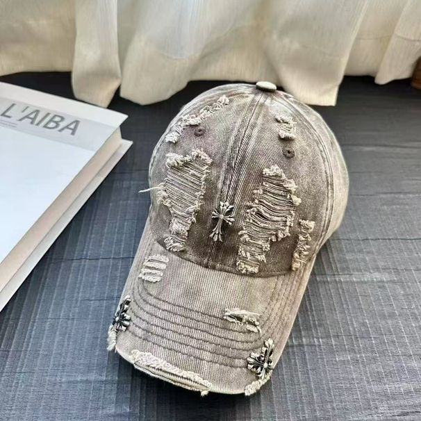 New Cotton Ripped Old Cross Baseball Cap For Men And Women_desvips.com