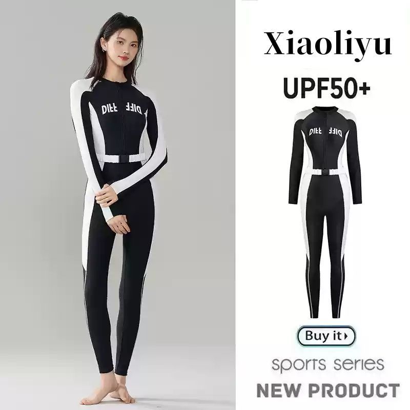 One-Piece Diving Sleeve Long Pants Sun Protection UPF50+ Swimsuit For Women Snorkeling Surfing Jellyfish Suit_desvips.com