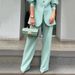 Women's fashion solid color lantern sleeve loose suit temperament commuting suit_desvips.com