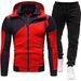 New Men's Suit Personalized Color Blocked Double-layer Zipper Hooded Cardigan Slim Fit Sweatshirt Sweatpants_desvips.com