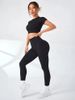 LazyZoom 7 Colors Seamless Outfit Short Sleeve Peach Hip Long Pants Sports Set Fitness Wear For Women Yoga Sets_desvips.com
