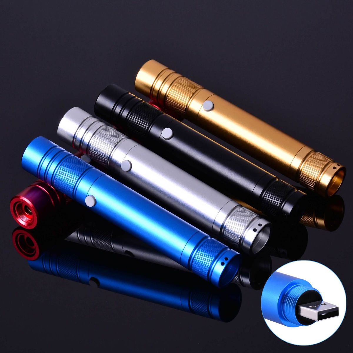 2019 New USB Rechargeable Sales Model Projection Pen Light Laser Flashlight Wholesale_desvips.com