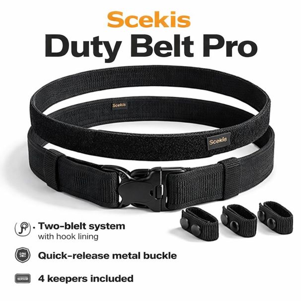 2" Nylon Duty Belt With Hook Lining 4 Keepers Police Law Enforcement Officer Security Outer Inner Belt_desvips.com