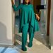 Women's Clothing fashionable temperament large size long sleeved tops wide leg pants suit_desvips.com