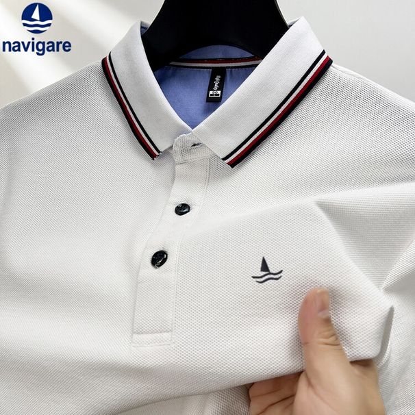 Navigare Italian Sailboat Short Sleeve T-Shirt Men's Summer High-End 100% Cotton Polo Shirt Trendy_desvips.com