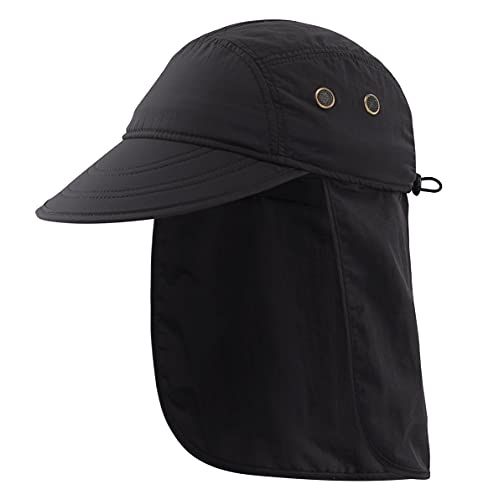 Mens Foldable UV Protection Hat With Removable Neck Flap Outdoor Adventure Sun Cap For Fishing Hiking Safari_desvips.com