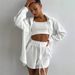 Women's Clothing new arrival lapel loose shirt high waist shorts two piece fashion casual suit_desvips.com